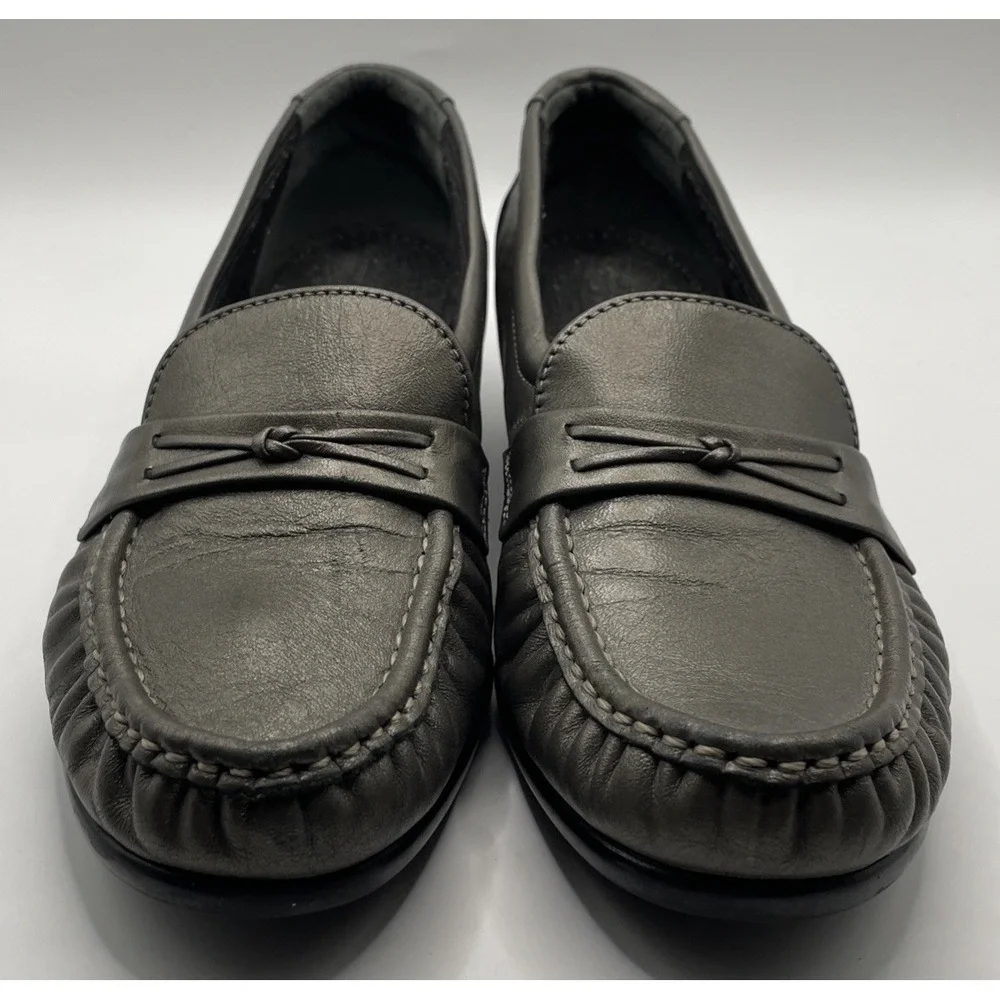 SAS Shoes Womens Size 8N Pewter EASIER‎ Leather Slip On Tripad Comfort Pewter